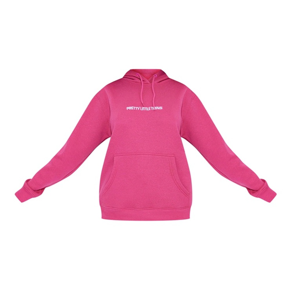 08PLT.- PRETTYLITTLETHING HOT PINK EMBROIDERY GRAPHIC HOODIE.